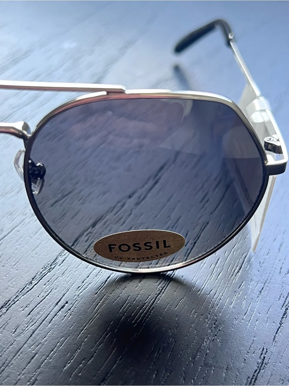 Fossil 56mm Women’s Aviator Sunglasses with Silver Frame